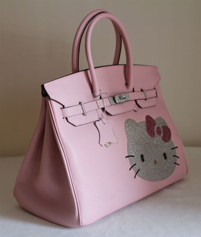 High Quality Fake Hermes Birkin Hello Kitty 35CM Togo Leather Bag Pink HK0001 (9)